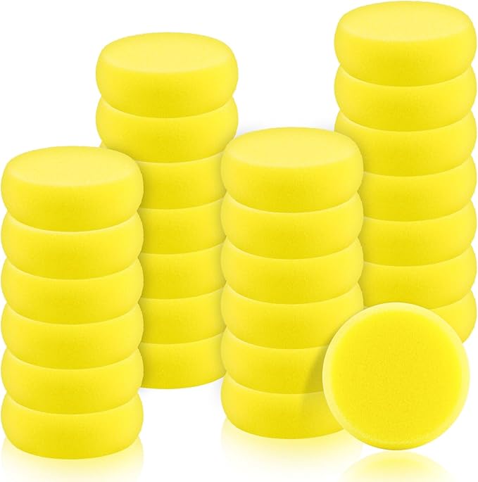 27 Pack Round Painting Sponge, 2.9 Inch Pottery Sponges, Yellow Synthetic Artist Sponges, Clay Sponge for Art Crafts, Pottery Making, Ceramic Decoration, DIY Projects and Daily Use