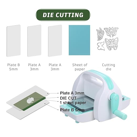 Mini Die Cutting & Embossing Machine by Joelver Maker, 3 Inch Opening, Scrapbooking Starter Kit (Blue)