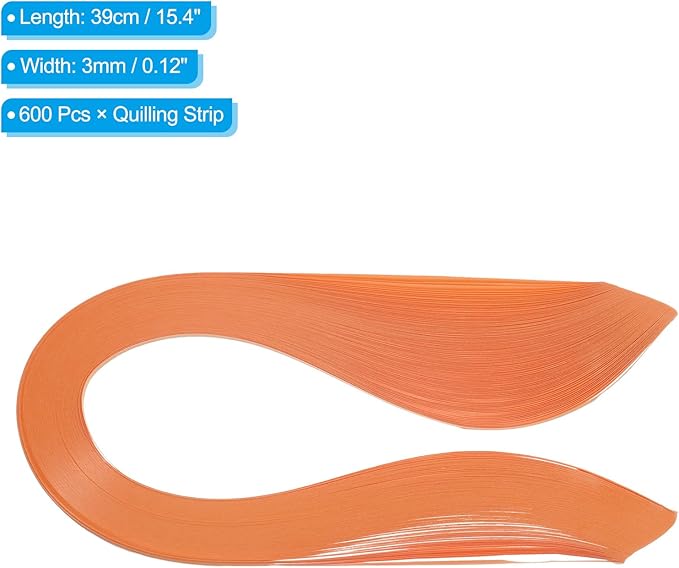 PATIKIL 600pcs Quilling Strips Paper 1/8"(3mm) 39cm Origami Paper Quilling Strip for Art DIY Hand Craft Christmas, Coral Orange