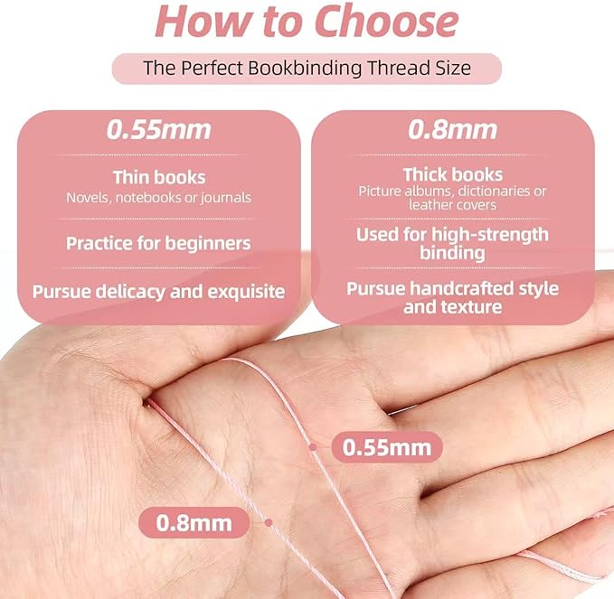 Natural Waxed Thread, 0.55mm/0.8mm, Wax Thread for Handcrafted Wrapping, Sewing, Bookbinding, Leather Threads, Beginners Craft DIY, Hemp Cord (Rose/Lilac/Mauve, 0.8mm/16 Yards)