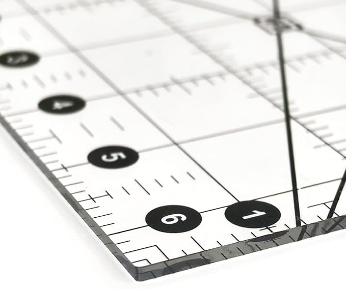 Headley Tools Sewing Ruler,Quilting Ruler (6.5"x 24"), Sewing and Quilting Ruler with 30°/45°/60° Angle Indicator, Acrylic Fabric Ruler for Sewing and Quilting,Clear/Black
