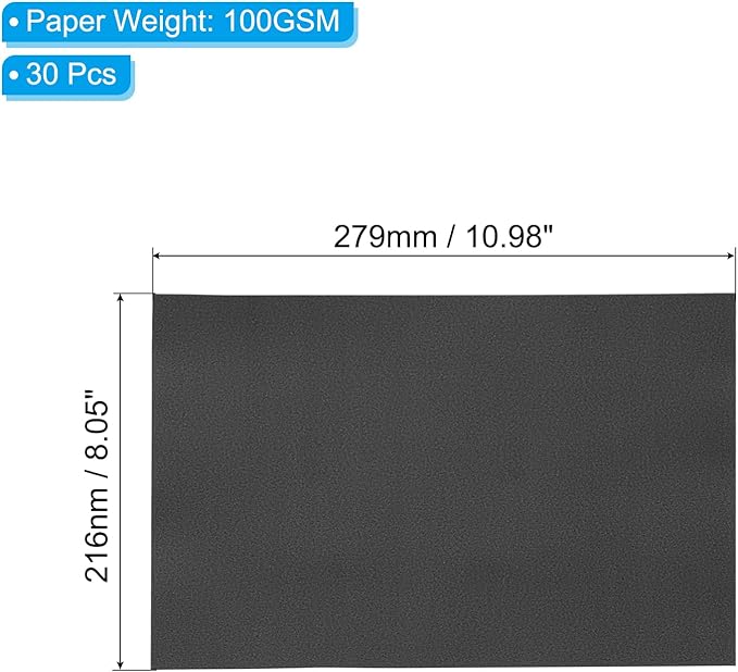 PATIKIL 30 Sheets Vellum Paper 8.5x11inches, Printable Translucent Paper 100GSM Colored for Invitations Laser Inkjet Printing Card Making Crafting Wedding Tracing, Black