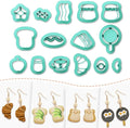 ACRNIGHEET Polymer Clay Cutters - 15 Shapes Food Breakfast Bread Theme Polymer Clay Cutters for Jewelry, Cute Earring Making Kit with Storage Box