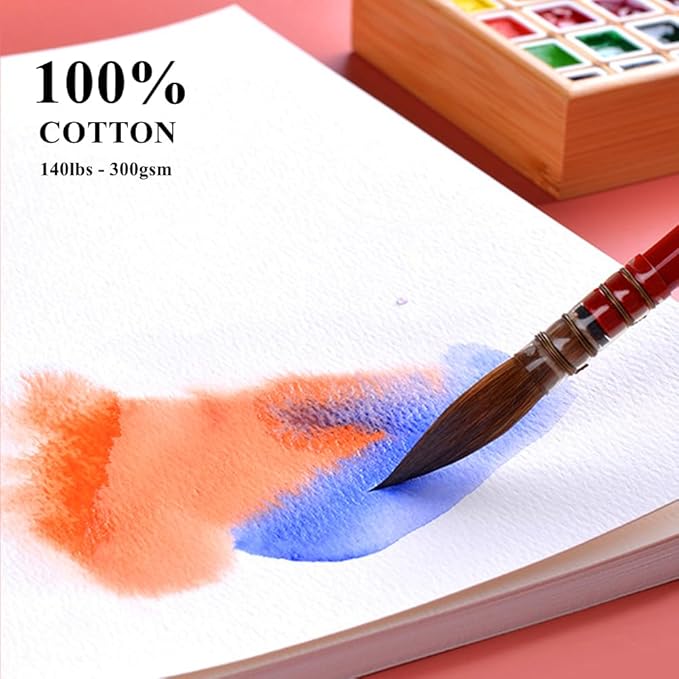 FEITAKE 100% Cotton Watercolor Paper Cold-Press / 140lb (300gsm) / Acid Free Mixed Media Art Drawing Papers - 30Sheets Pack - 6"X8"