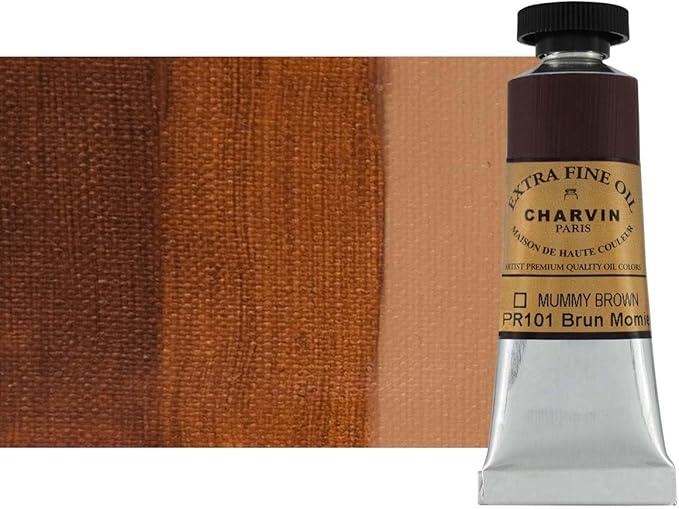 Charvin Extra Fine Oil Paint, Mummy Brown 20 ml - Triple-Milled, Rich Texture, Poppy Oil-Based, Light-Fast, Handmade, Archival Quality