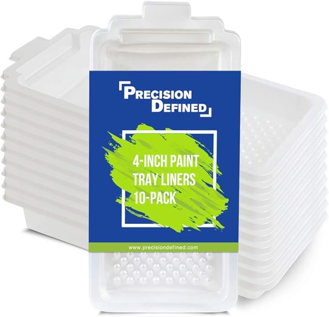 Precision Defined Paint Trays, Paint Roller Trays Liner, Plastic Paint Pan for Roller Brushes, Painting Tray for Painting with Deep Paint Pocket (Paint Tray Liner (10-Pack), 4-inch)