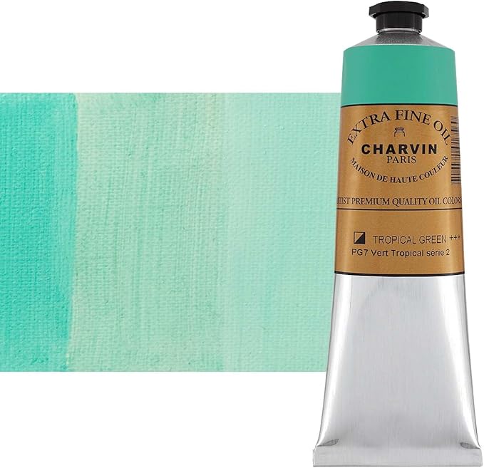 Charvin Extra Fine Oil Paint, Tropical Green 150 ml - Triple-Milled, Rich Texture, Poppy Oil-Based, Light-Fast, Handmade, Archival Quality