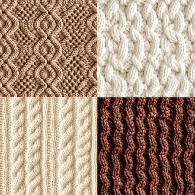 24 Sheets Knitting Wool Decorative Scrapbooking Paper Pad 6x6 Craft Paper Single-Side Card Making Supplies for Junk Journal, Holiday Journaling, Brown, Earth Tone and White