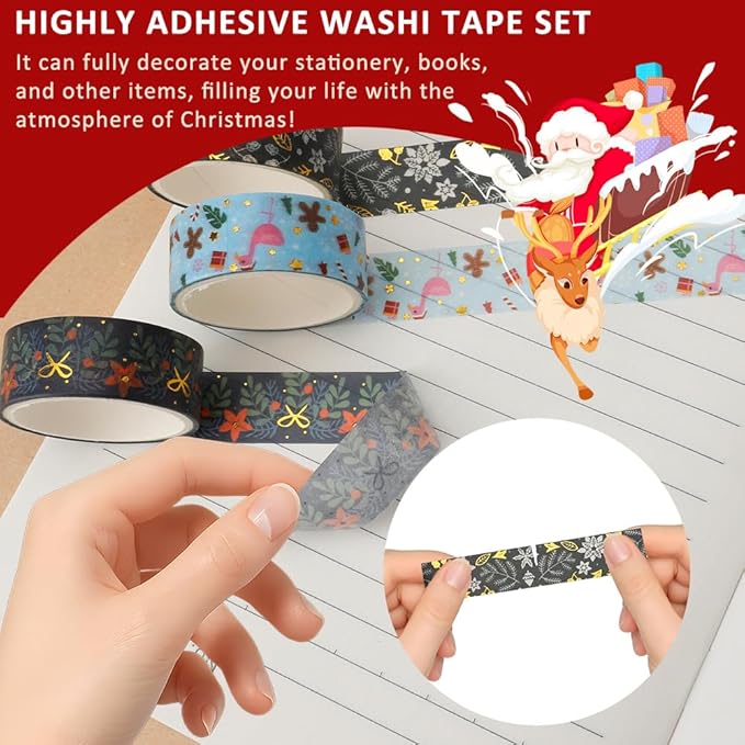 Christmas Washi Tape Set 17 Rolls Holiday Washi Tape for Journaling Decorative Tapes Christmas Duct Tapes Designs Gifts for Daughter Gifts for Friends Stocking Stuffer for Women