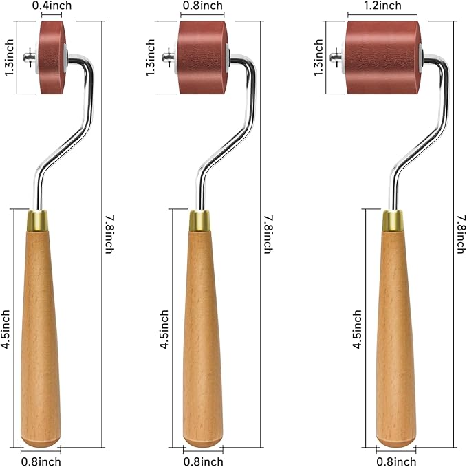 3pcs Rubber Rollers Brayer - Brayer Rollers for Crafting, Ink Roller Set with Comfort Grip for Printmaking, Crafts, and Stamping