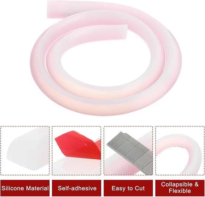 uxcell Flexible Molding Trim, 39 Inch Flexible Quarter Round Molding Silicone Peel and Stick Trim Self Adhesive Shower Water Barrier for Corner Decor Bathroom Kitchen, Transparent