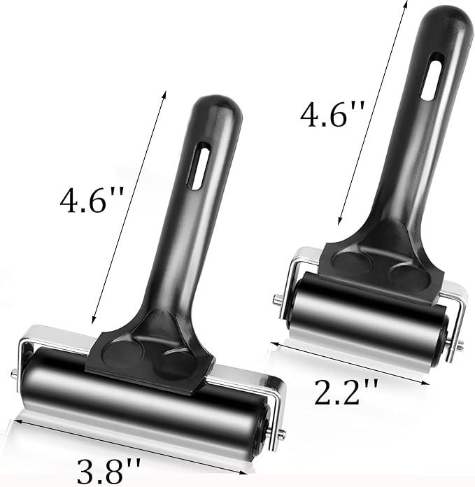 Yesland 4 Pcs Brayer Roller, Black Rubber Roller for Printmaking Wallpapers Stamping Gluing Application - 3-7/8 & 2-3/8 Inches (Pack of 2)