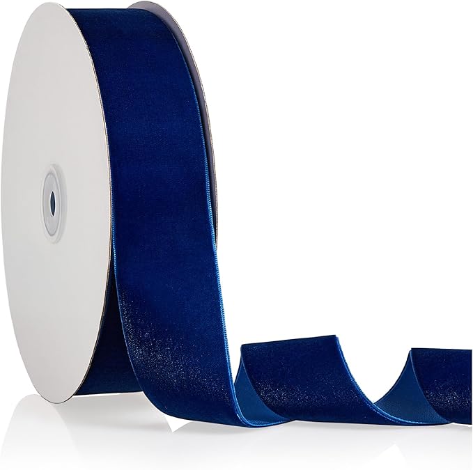 1.5" X 20 Yards Navy Blue Velvet Ribbon for Christmas Tree Wreath Decoration Handmade Crafts Ornaments Gift Wrapping & Bow Making