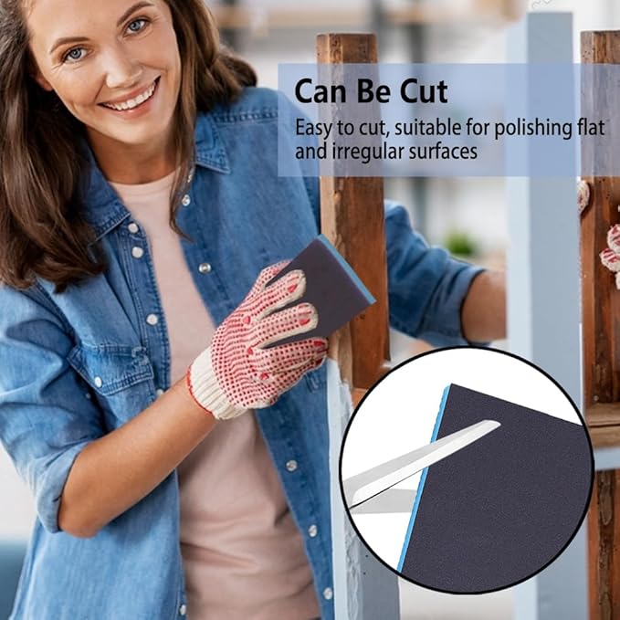 8 Pack 320 Grits Sanding Sponge, Coarse Sanding Block, Washable and Reusable Wet Dry Sandpaper Block Sandpaper Sponge for Wood Metal FurniturePaint and Drywall
