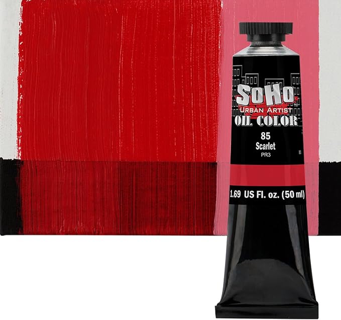 Soho Urban Artist Oil Paint - Scarlet, 50 ml Tube - Best Valued Oil Colors for Painting, Excellent Pigment Load