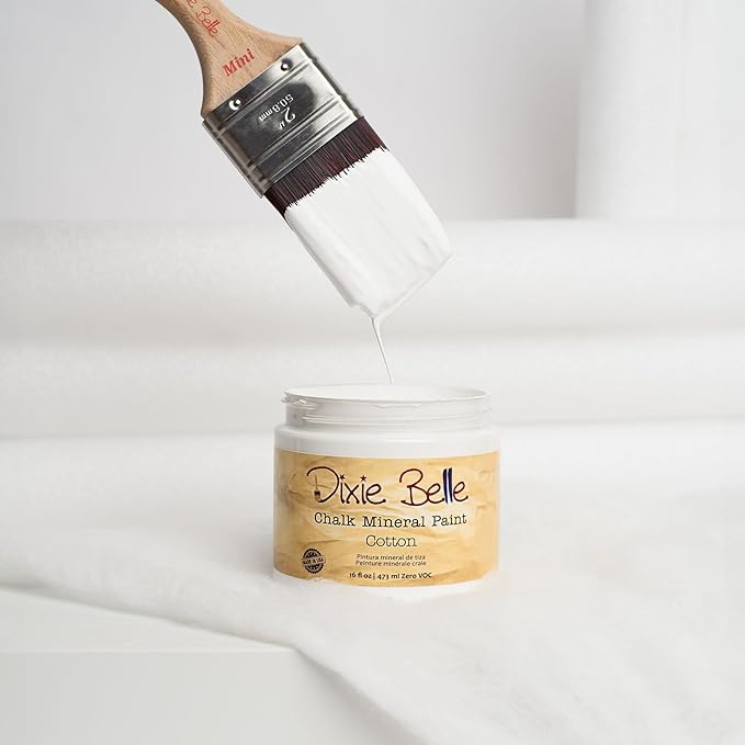 Dixie Belle Paint Company Chalk Finish Furniture Paint - Cotton (4oz) - Matte Pure White Chic Chalk Mineral DIY Furniture Paint