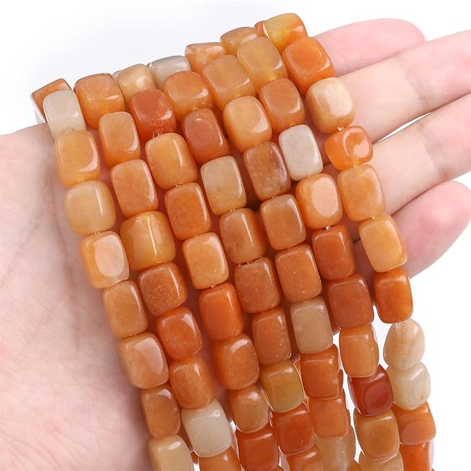 Natural Red Aventurine Cuboid Stone Loose Semi Gemstone Beads for Jewelry Making 8mmx12mm 38cm/Strand