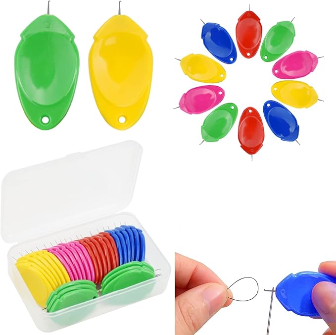 30 Pcs Needle Threaders for Hand Sewing, Plastic Needle Threader Tool for Sewing Needles, Needle Threader for Sewing Crafting, Sewing Machine, DIY, Embroidery, Knitting Craft with Clear Box, 5 Colors