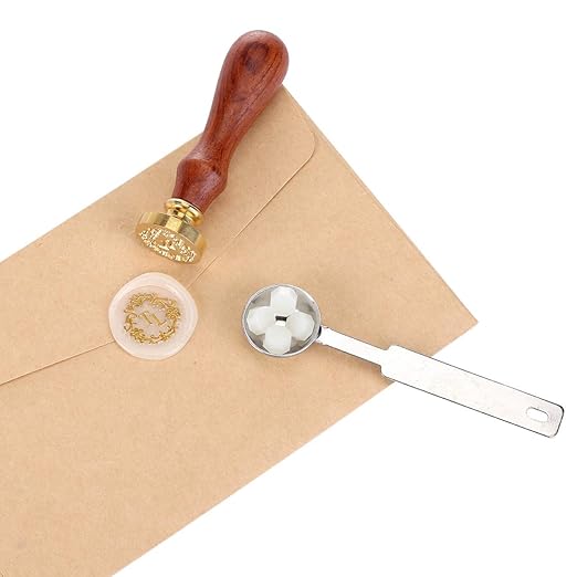 Yoption 360Pcs Cream White Sealing Wax Beads with 2 Spoons and 4 Tea Candles for Wax Seal Stamps, Cards, Wedding Invitations, Wine Packaging, Gift Wrap, Envelopes