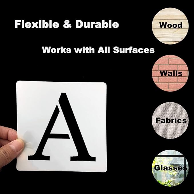 4 Inch Alphabet Letter Stencils for Painting - 70 Pack Letter and Number Stencil Templates with Signs for Painting on Wood, Reusable Letters and Numbers Stencils for Chalkboard Wood Signs & Wall Art