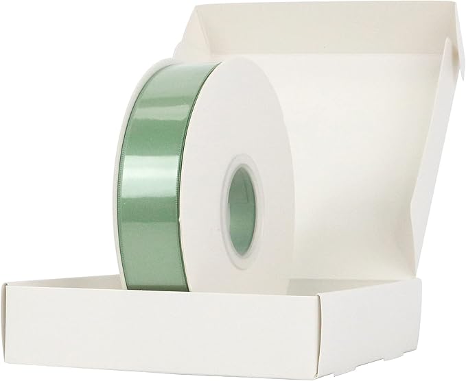 HUIHUANG Sage Satin Ribbon - 1 inch Light Sage Green Double Face Silk Satin Ribbon for Wedding Decor, Crafts, Gift Wrapping, Bows, Bridal, Floral, Bouquet, Invitation Card, Baby Shower, Party