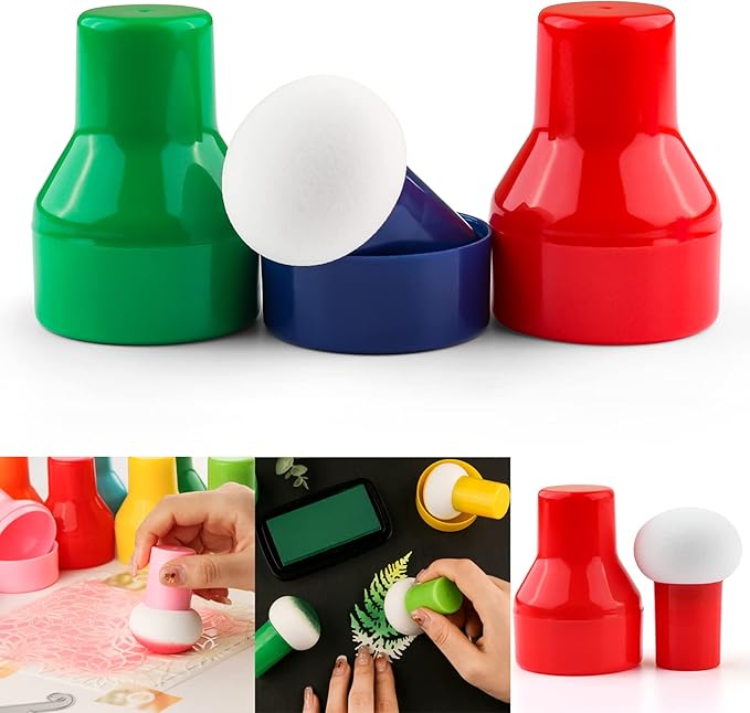 3PCS / Sets Ink Applicator with Storage Cases,Paper Pouncers for Direct Ink Application On Crafts Projects Easily,Inking Sponge for Stamp Ink Distressing, Blending Card Making Crafting Tools