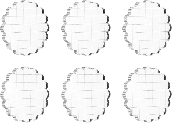 PATIKIL 2.8" Acrylic Stamp Block, 6Pcs Clear Stamping Block with Grid Lines Decorative Mounting Blocks Round for Scrapbooking DIY Crafts Card Making