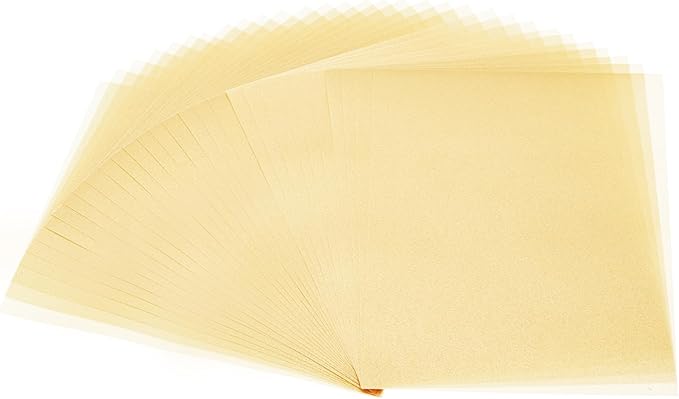 PATIKIL 30 Sheets Vellum Paper 8.5x11inches, Printable Translucent Paper 100GSM Colored for Invitations Laser Inkjet Printing Card Making Crafting Wedding Tracing, Beige Gold