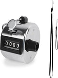 GDMINLO Metal Hand Tally Clicker Counter, 4-Digit Number Count Clicker with Metal Case Mechanical Counter for Coaching, Knitting, Lap, Fishing, Golf and Row with 2-Nylon Lanyard,Silver