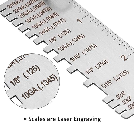 Wire/Metal Sheet Thickness Gauge Stainless Steel Welding Gage Plated Size Inspection Tool Wire Metal Sizes Thickness Gauge