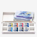 Winsor & Newton Cotman Watercolor Paint Set, 8 Half Pan, Sky Colors w/ Brush
