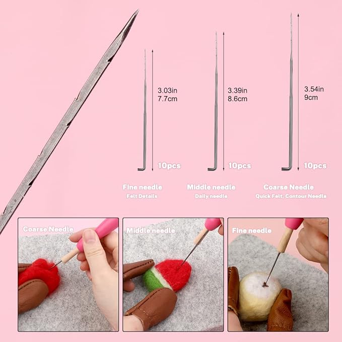Mayboos Needle Felting Kit,Needle Felting Pad,Needle Felting Tool with 6"x6"Needle Felting Mat,Felting Needles for Wool,Leather Finger Guards,Good for Any Felting