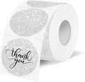 1.5" Holographic Direct Thermal Label Stickers, Round Printable Rainbow Glitter Thermal Printer Sticker Labels for Gift Wrapping, Self-Adhesive DIY Custom Logo Design- Glitter Silver