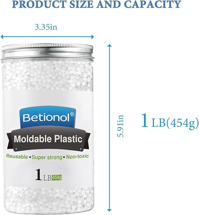 Betionol Moldable Plastic Clay, 1Lb/16oz White Modeling Clay Thermoplastic Beads for DIY Modeling Making Creative Activity, Good Creating Teaching Kits for Adults or Kids