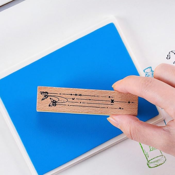 GTLZLZ Large Ink Pad for Rubber Stamps, 5" x 4" Washable Craft Stamp Pad for Kids, Fingerprint Ink Pad for Paper, Scrapbooking, Wood Fabric (Black)