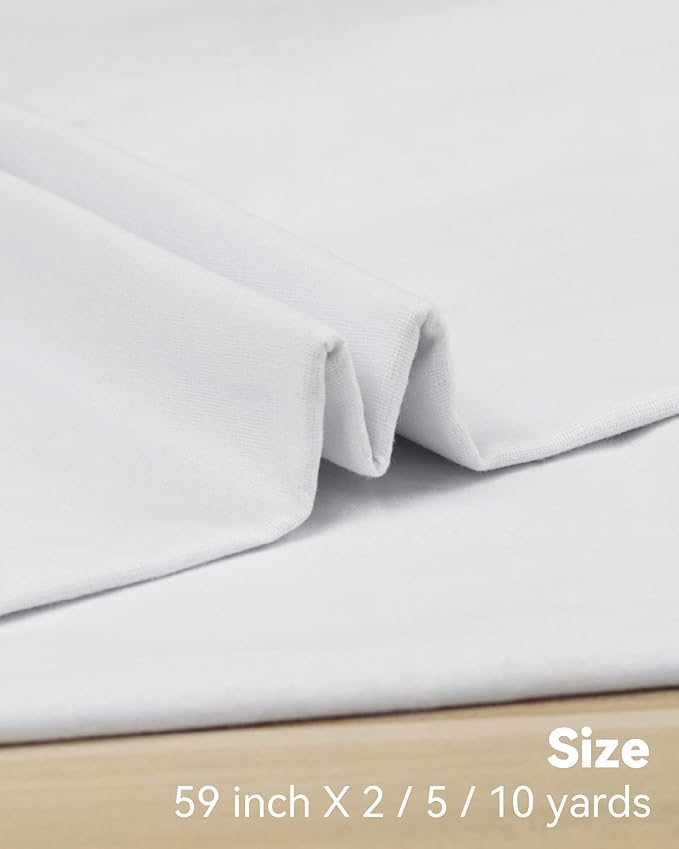 HOTGODEN Light Weight 100% Cotton Muslin Fabric: 59 inch x 2,5,10 Yards Bleached Muslin Linen Fabric Material for Sewing Material Apparel Cloth