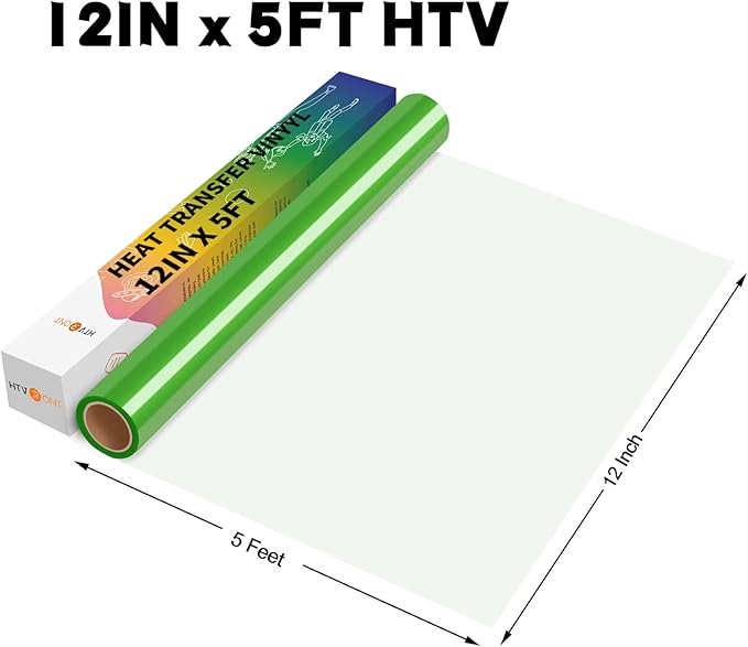 HTVRONT HTV Vinyl Rolls Heat Transfer Vinyl - 12" x 5ft Fruit Green HTV Vinyl for Shirts, Iron on Vinyl for All Cutter Machine - Easy to Cut & Weed for Heat Vinyl Design (Fruit Green)