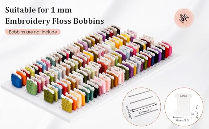 2 Pack PVC Foam Board Inserts for Drawer, Embroidery Floss Storage Organizer-Holds 216 1mm Bobbins, Embroidery Thread Holder for Cross Stitcher Storage(Bobbins are Not Include)