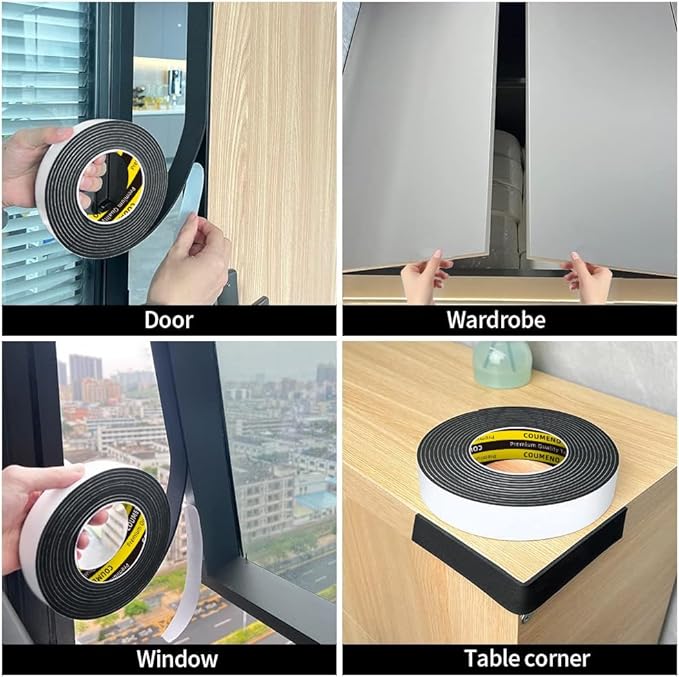 2 Pack EVA Single-Sided Adhesive Black Foam Tape,2inx16.4FT Single-Sided Sealing Strip Foam Pad Sponge Tape Window Weatherproof, Self-Adhesive Insulation Sealing Tape