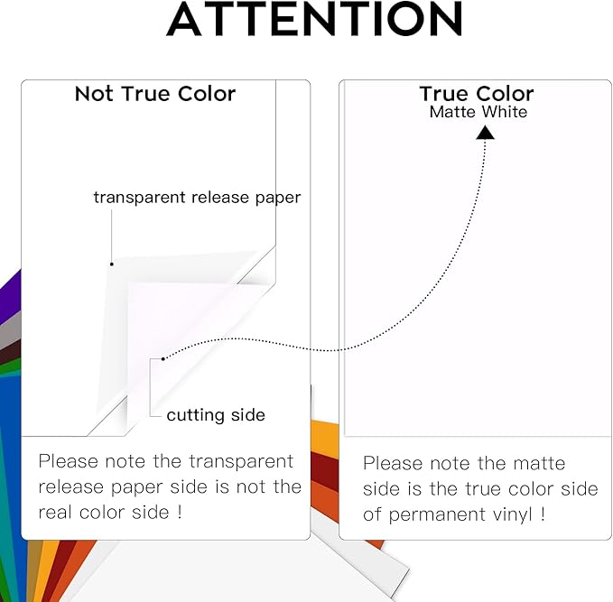HTVRONT White Permanent Vinyl, 12 Pack for Cutting Machine - 10 Vinyl Sheets 12" x 12"& 2 Transfer Tape Sheets for Party Decoration, Sticker, Craft Cutter, Car Decal (Matte)
