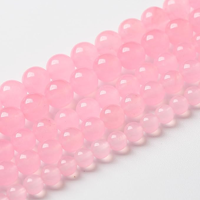 45pcs Natural Light Pink Chalcedony Stone Beads for Jewelry Making - Energy Healing Power Stone Beads - DIY Bracelet Necklace Accessories - 15" (8mm, Light Pink Chalcedony)