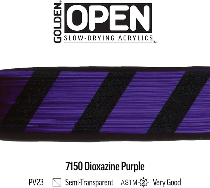 OPEN Slow-Drying Acrylics by GOLDEN, Dioxazine Purple, 2 fl oz. tube, Professional Acrylic Paint, Semi-Transparent