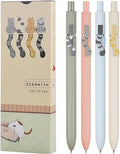 Cat Pens, 4 Pcs 0.5mm Cute Kawaii Black Ink Pens Fine Point Smooth Writing Pen, High-End Series Cat's Tail Retractable Pen for Journaling Note Taking (4 Pcs Cat)