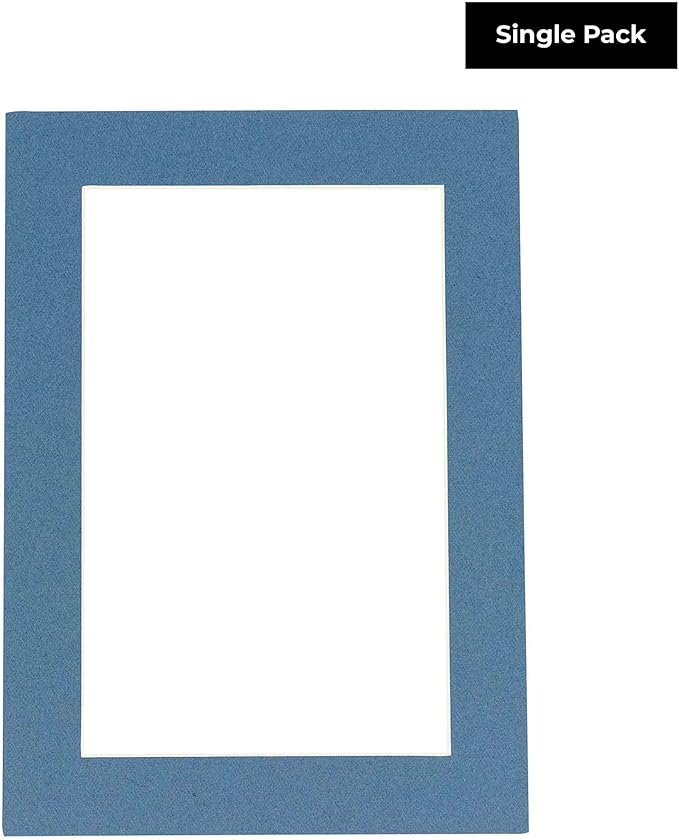8x10 Mat for 6x8 Photo - Precut Steel Blue Picture Matboard for Frames Measuring 8 x 10 Inches - Bevel Cut to Display Art Measuring 6 x 8 Inches - Acid Free ONE MAT with Backing Board & Clear Bag
