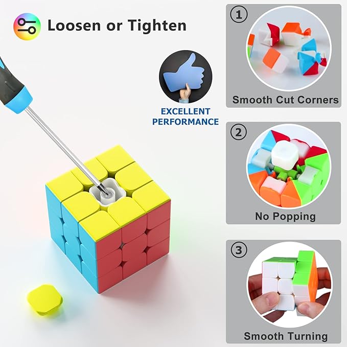 Full Size 3x3x3 Speed Cube Set, 2.2in Puzzle Party Favors Toy Stickerless Magic Cube Set, School Classroom Prize for Students, Birthday Party Stocking Stuffers Gifts for Kids Teens Adults(6 Pack)