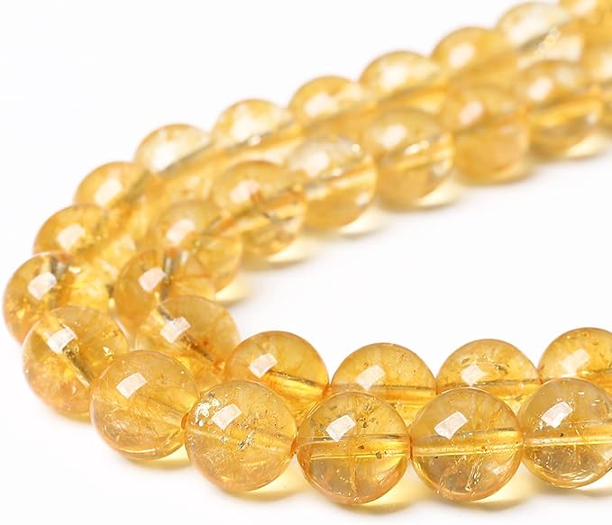 8mm 45Pcs Natural Citrine Beads for Jewelry Making Gemstone Round Loose Beads DIY Bracelet Necklace