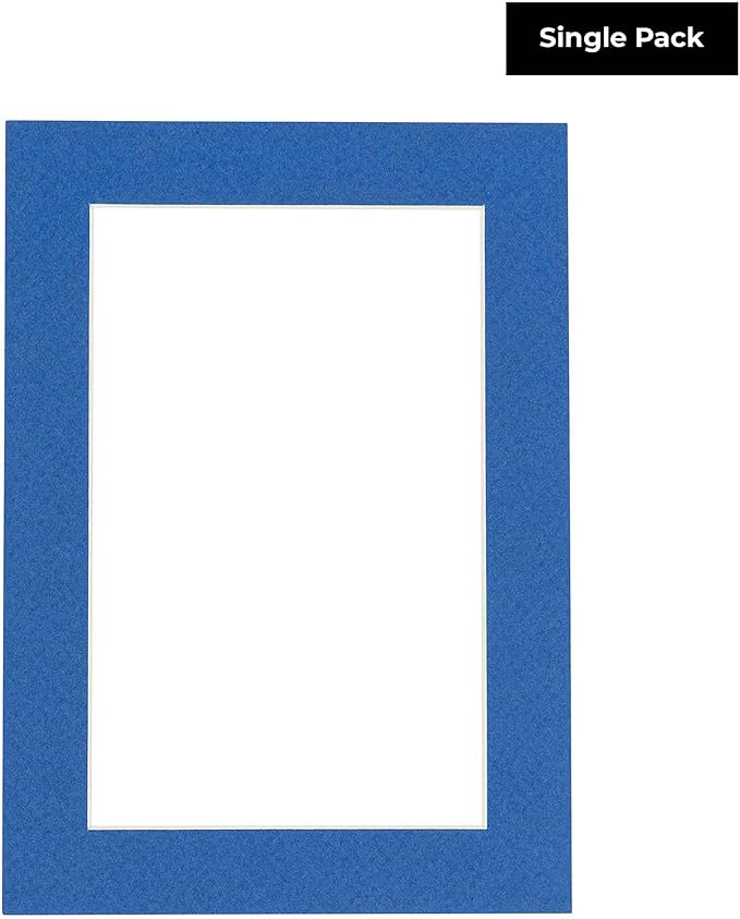 6x8 Mat for 8x10 Frame - Precut Mat Board Acid-Free Show Kit with Backing Board, and Clear Bags Royal Blue 6x8 Photo Matte Made to Fit a 8x10 Picture Frame Matboard for Framing, Pack of 1 Mat
