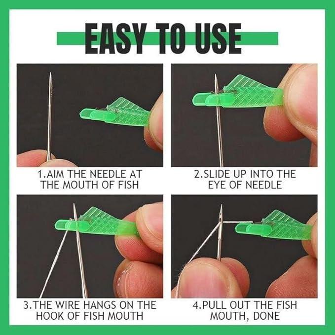 Automatic Sewing Needle Threader, Fish Type Quick Needle Threaders for Hand Sewing, Sewing Machine Needle Threader Tools, Sewing Supplies - Designed for Sewing Lovers Alike (green-3pcs)