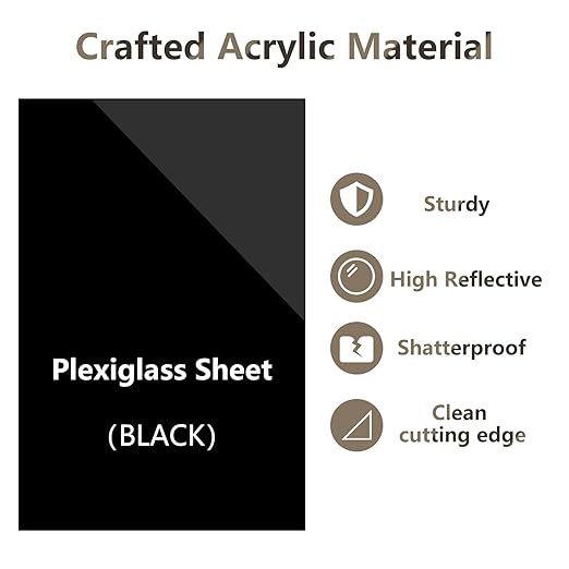 Egofine 12" x 16" Black Plexiglass Sheets 6 Pack 0.04 Inch Cast Acrylic Sheet Thick for DIY Craft Projects, Painting, Photography, Sign, Display Stand, Home Decor, Easy to Cut