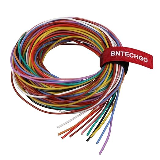 BNTECHGO 20 Gauge Silicone Wire Kit 10 Color Each 5 ft Flexible 20 AWG Stranded Tinned Copper Wire